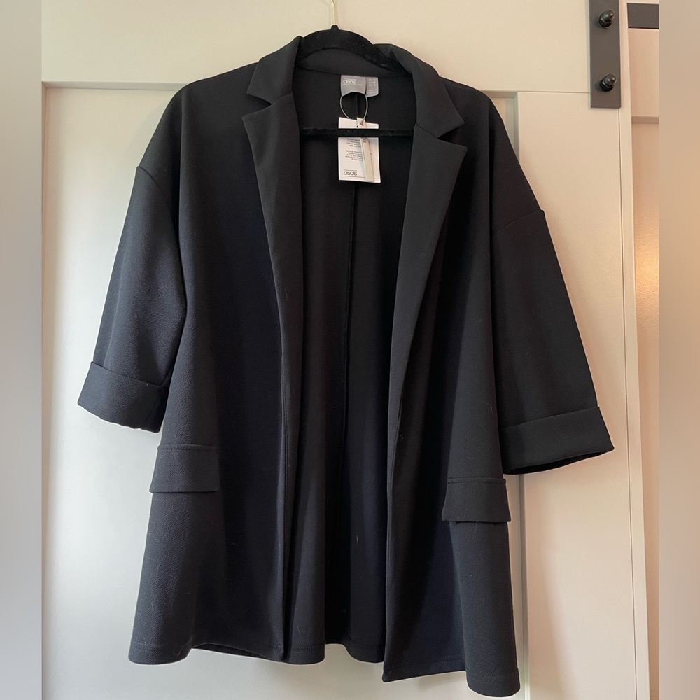 ASOS open front cropped sleeve blazer